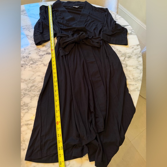 New Quince Wm's Organic Bamboo Luxury Soft Comfy Jersey Long  Robe Black Sz S - Picture 4 of 6